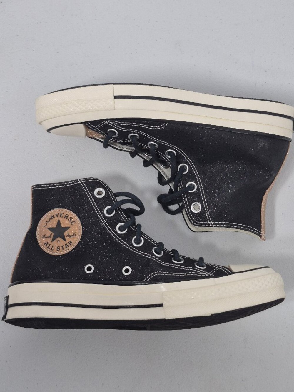 CONVERSE Chuck 70 High Top Black Gold Glitter Sparkle Sneakers Women's Size 7.5